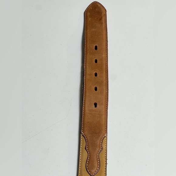 Tony Lama TwoTone Leather Silver Tone Concho Braided Accent Western Belt size 30